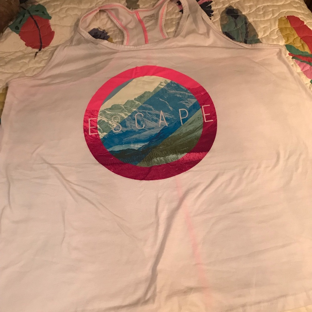 White/pink tank top.